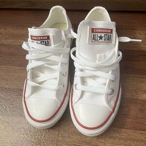 Converse Boy’s White and Red Sneakers, brand new